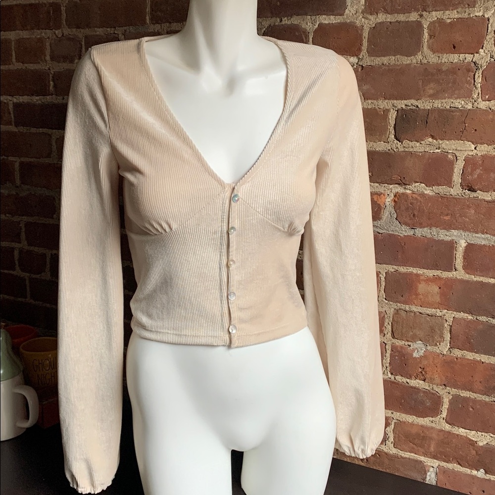 Women's Cream Button-Up Corset Top Small